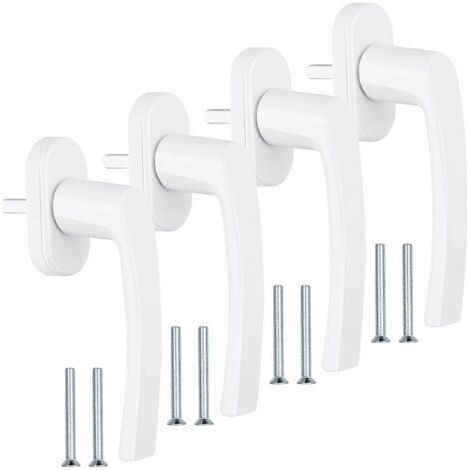 Pair 4 Pièces Poignee Fenetre, Poignee Fenetre PVC sans Cylindre de Fermeture avec 8 Vis, PoignéE de FenêTre Blanche en Aluminium Longueu 35 Mm pour FenêTres, Portes Balcon Et Maison