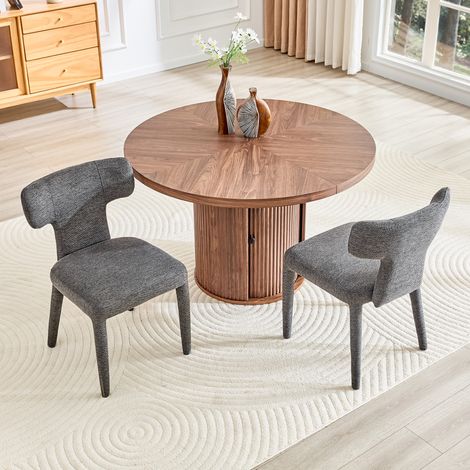 Juego de 2 sillas de comedor modernas con respaldo en forma de T, asientos tapizados en tela y una robusta estructura metálica de 4 patas, ideales para sala de estar, cocina o comedor. (1/5)