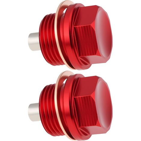 Bouchon de Vidange d'huile Magnétique M20 X 1,5 avec Joints pour Voitures Et Motos Rouge 2 Pièces (1/5)