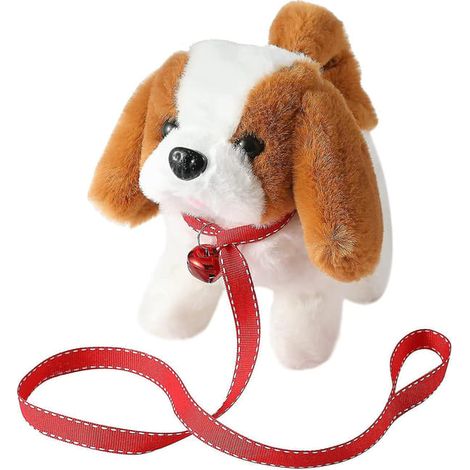 Animal de compagnie électronique marron et blanc pour garçons, qui marche, aboie et a une brosse dans la queue (1/5)