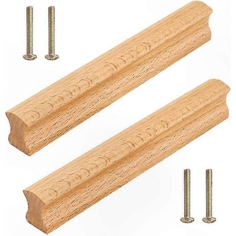 Paar 192 mm lange Holzgriffe für Schubladen mit Befestigungsschrauben für Schränke und Möbel (1/5)