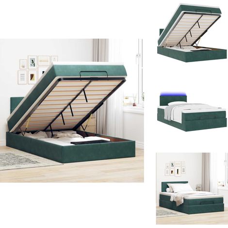 Cadre de lit ottoman avec matelas vert foncé 120x200 cm velours - Cadre De Lit Ottoman - Cadres De Lit Ottoman - Cadre De Lit - Cadre De Lit Avec Rangement (1/5)