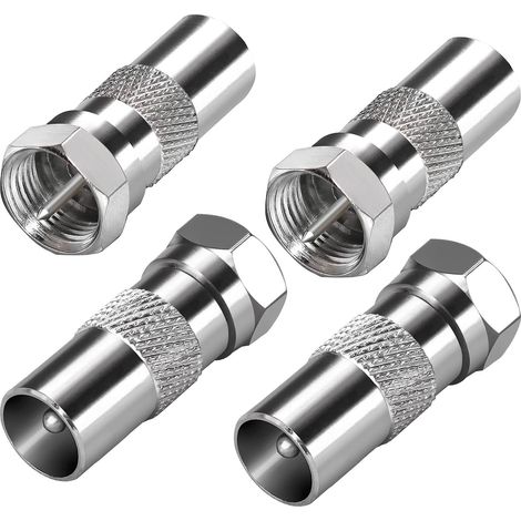 Adaptateur d'Antenne TV F Mâle vers Connecteur Coaxial avec Prise F pour Câble Satellite et d'Antenne - 4 Pièces (1/5)