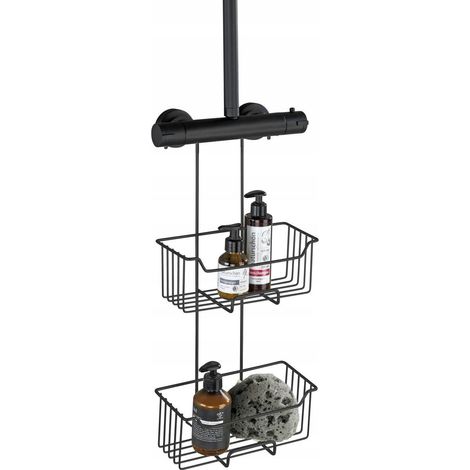 Wenko MILO scaffale da doccia 2 livelli nero 55x25x14 cm