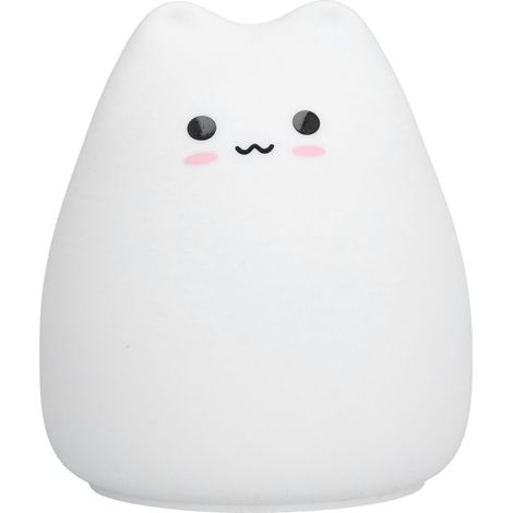 Lámpara LED táctil con forma de gato, luz nocturna de silicona de 7 colores para el dormitorio.