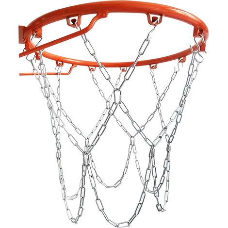 Replacement Chain Basketball Net Replacement Metal Basketball Net with 12 S Hooks, Heavy Duty Basketball Net for Indoor and Outdoor Sports (1/5)