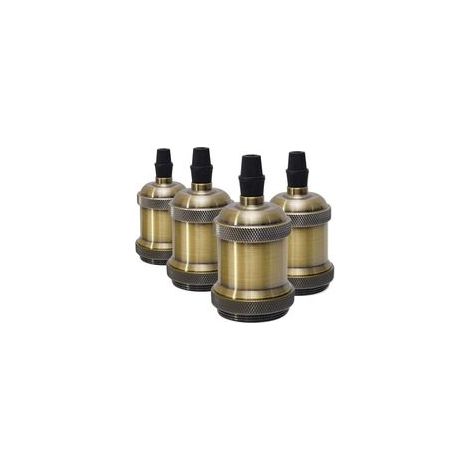 Douille vintage E27 en céramique pour ampoule – support décoratif résistant, idéal pour bars, restaurants, chambres et espaces extérieurs – finition bronze – lot de 4