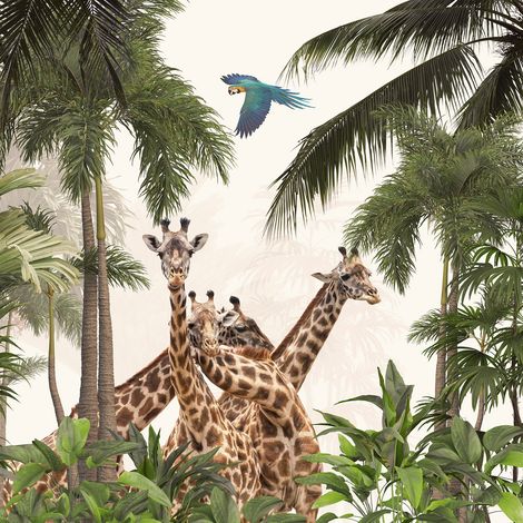 Papier peint panoramique Enfants - Girafes - 255 cm x 255 cm (1/2)