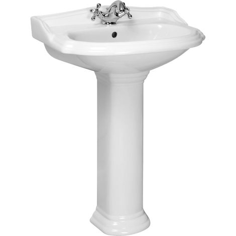 Klassisches Stand-Waschbecken mit Sockel Keramik ABERY 58 cm