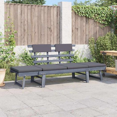 vidaXL Banco de jardín con cojines 2 en 1 190 cm gris madera de acacia (1/5)