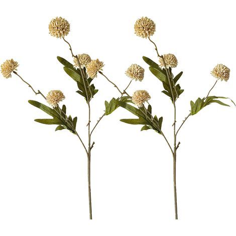 Set mit 2 künstlichen Löwenzahnblüten, 5-köpfige Blüten, realistische Dekoration für Hochzeiten, Schlafzimmer, Büros (1/5)