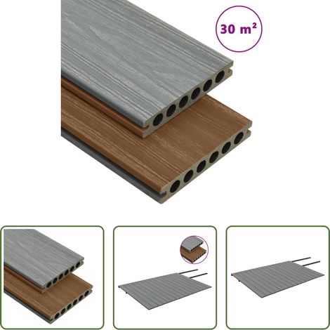 vidaXL Bois plastique composite - Panneaux de terrasse et accessoires WPC Marron/gris 30 m² 2,2 m (1/5)