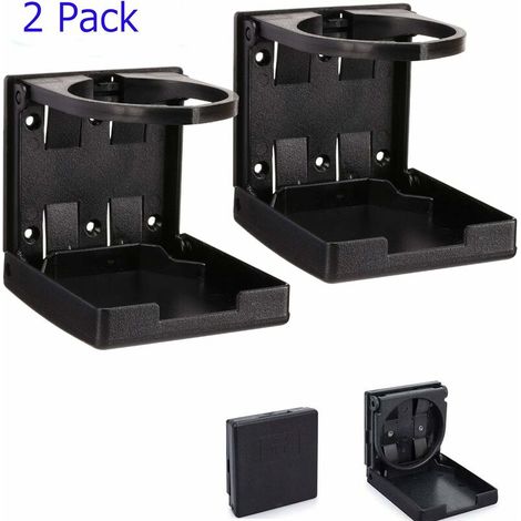 royaluxe - Lot de 2 porte-gobelets universels réglables pour boissons, voiture, camion, bateau, van, maison, plastique, noir (1/3)