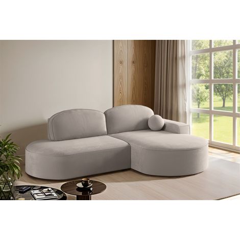 Ecksofa Schlafsofa Sofa GIRONA Stoff Salvador Hellgrau Ottomane Rechts (1/5)