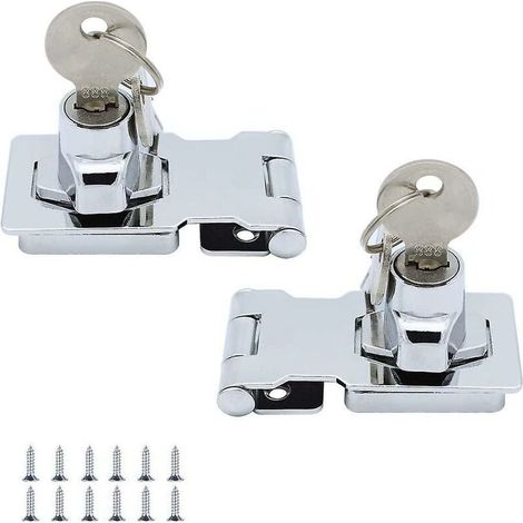 2er-Pack Metallschloss-Überfalle, 65 mm, Türriegel, Schnalle mit Vorhängeschloss und Schlüssel, vergoldete Hardware (1/3)