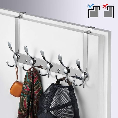 ZOLGINAH Perchero de puerta, gancho de puerta trasera de acero inoxidable, perchero de puerta de dormitorio (plata) (1/5)