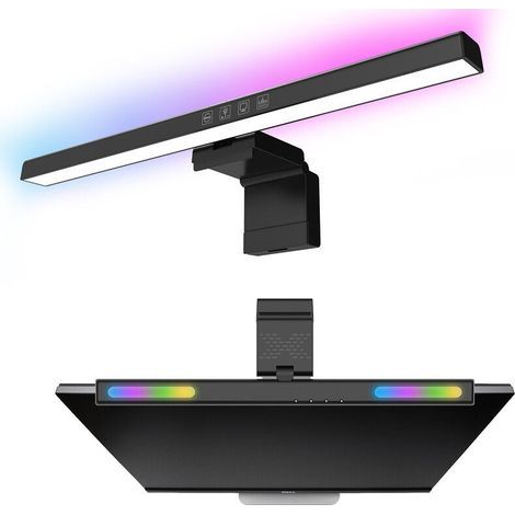 Applique de salle de bain-Light Bar with RGB Backlight,RGB Monitor Light Screen Light Bar, LED Computer Night Light with Eye Caring,No Glare, Touch Control, PC Desk Lamps for Home/Office/Gaming (1/5)