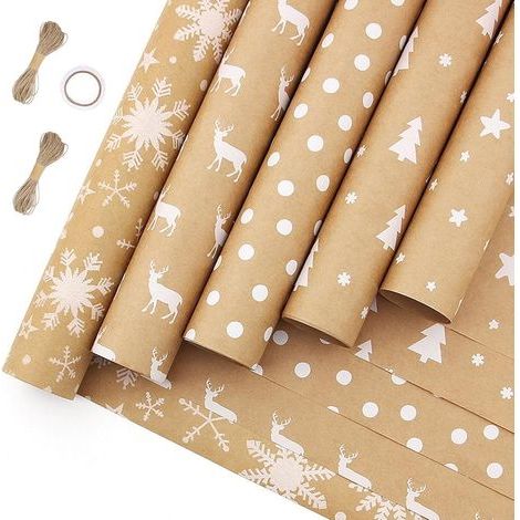 5 pcs Papier Cadeau Papier Cadeau Rouleau Papier Cadeau Noël 43cm3m Papier Cadeau Noël pour Enfant Emballage des Cadeaux de Noël, pour les fêtes, les anniversaires, les événements (1/5)