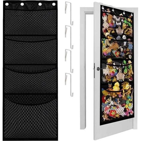Sac de Rangement Suspendu Gros Sac Suspendu Mural Sac Suspendu en Filet avec Crochet en Métal pour Ranger Les Jouets en Peluche (1/5)