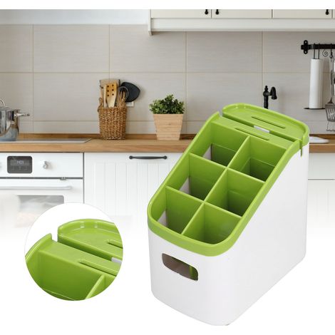 Küchenaufbewahrungsbox mit Messerschärfer, Besteckablage, Essstäbchenhalter und Ablage für Küchenutensilien (1/5)