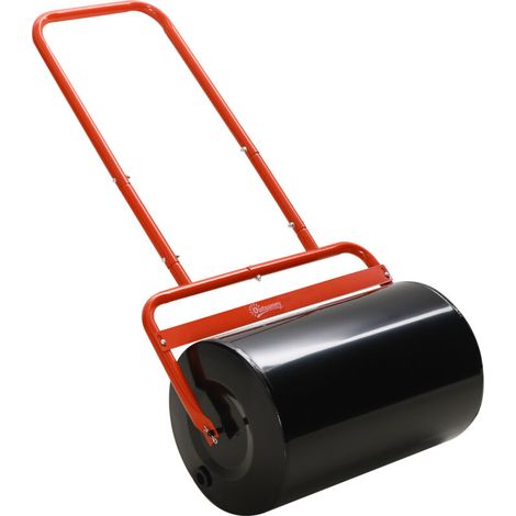 Rouleau à gazon rouleau de jardin 50 cm, remplissage sable eau, poignée ergonomique, outil de jardinage pour pelouse, patio et parc, rouge et noir (1/4)