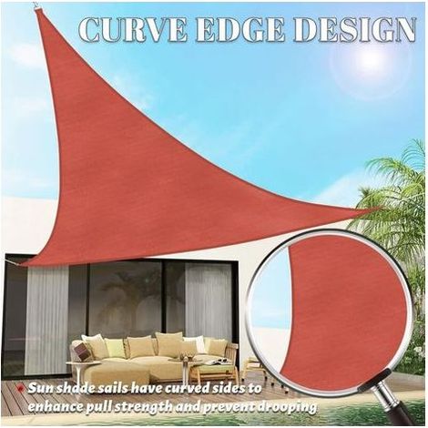 UV-Sonnensegel - 5x5x5 m HDPE Dreieck-Sonnenschutz - Garten-Balkon-Sonnensegel [Rot] (1/5)