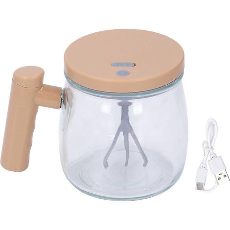 Selbstumrührender Becher aus khakifarbenem Glas, wiederaufladbar, vollautomatisch, hohe Geschwindigkeit, tragbar, 400 ml, elektrisch