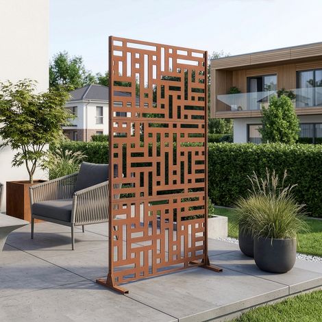 Pannello Divisorio Bernalda Struttura Traforata in Acciaio 180 x 90 cm Marrone Ossidato casa.pro (1/5)