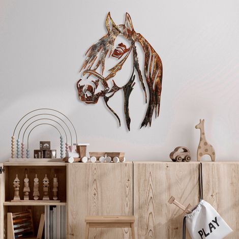 Décoration murale en métal Animal Cheval (effet rouillé) (1/5)