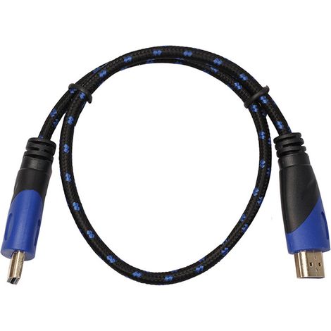 Câble d'interface multimédia HD mâle vers cordon de connexion vidéo, maille tissée en Nylon, 0.5m/1,6 pieds (1/4)