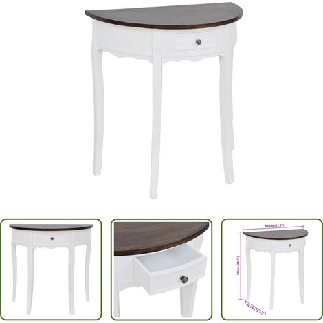 Console de cuisine - Table console avec tiroir et dessus de table marron Demi-ronde (1/5)
