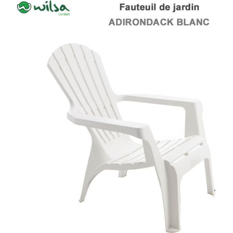 Fauteuil Adirondack résine polypropylène Wilsa Garden - Blanc - 1 Fauteuil Adirondack
