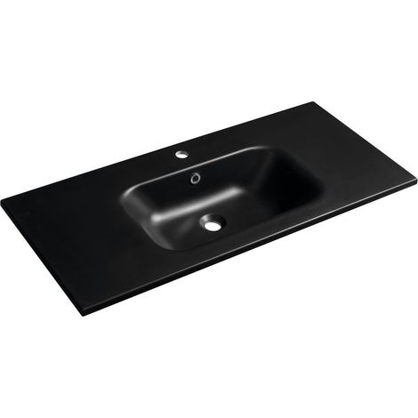 Sapho - Lavabo, 46x101 cm, avec trop-plein, trou pour robinet, noir SD101B (1/4)