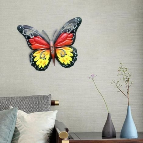 Farfalla da parete – in metallo – 2 pezzi – colori vivaci – design moderno – decorazione murale moderna (1/3)