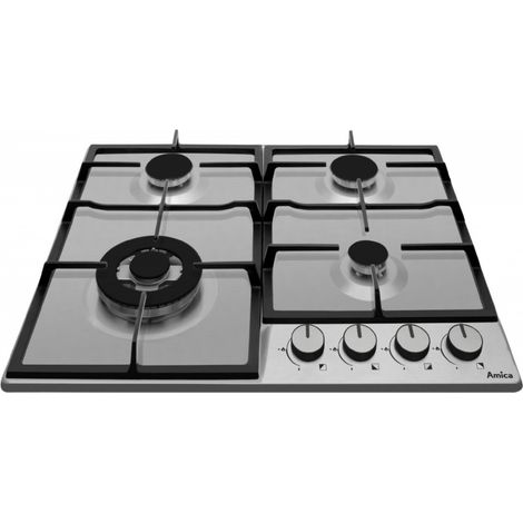 Amica Placa de cocina moderna acero inoxidable 4 fuegos
