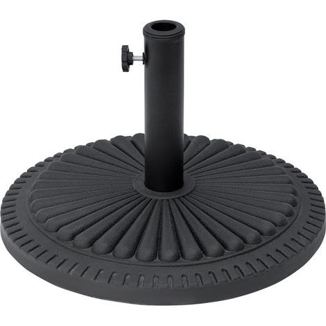 Outsunny – Pied de parasol noir HDPE 49x49x32cm – Système de maintien avec molette – Convient pour mâts Ø 35/38/48mm – Poids 14kg