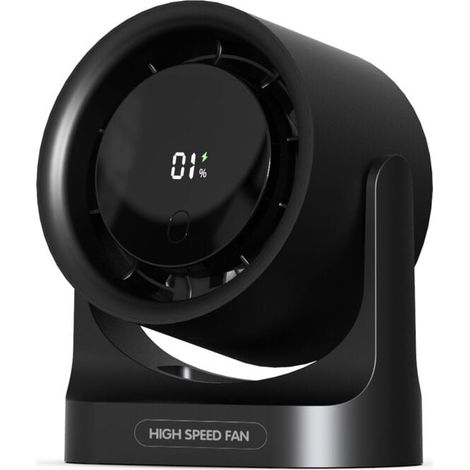 Ventilateur USB de Table, Puissant Jusqu'à 6 m/s, Affichage LED, 5 Vitesses, Rotation 360°, Mini Ventilateur Silencieux, Portable pour Maison, Bureau, Extérieur, Cuisine, Camping (1/2)