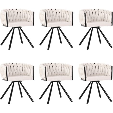 Set de 4 sillas de comedor giratorias de terciopelo beige con patas metálicas MODENUIT (1/5)