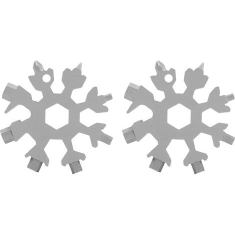 2 pièces Clé Multifonction Portable en Forme de Flocon, 18 en 1 pour Outils d'Extérieur (Argent) (1/5)