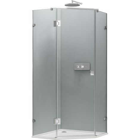 BERNSTEIN - Paroi de douche sans cadre pentagonale en verre véritable NANO EX415 - 80x80x195cm (1/5)
