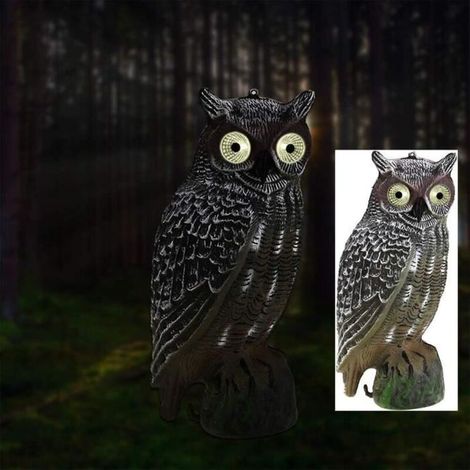 Bardusch-Prowler Owl, Statue Effaroucheuse d\'Oiseaux à Énergie Solaire en forme de Chouette pour la Chasse aux Oiseaux, Décoration (1/4)