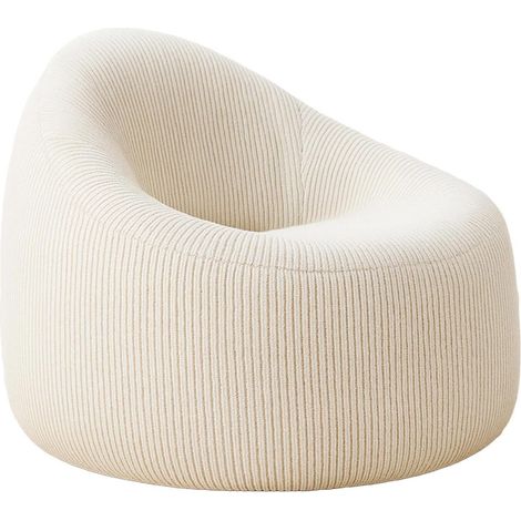 Fauteuil Poire Compressé Côtelé "Scott" 90cm Beige (1/4)