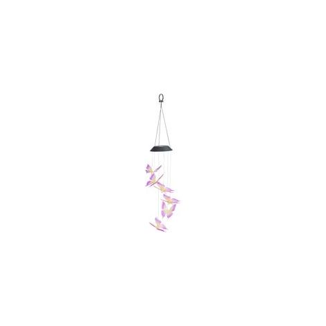 Carillon éolien LED Solaire Papillon pour Le Jardin, résistant aux intempéries, s'illumine dans l'obscurité, avec Panneau Solaire et Crochet de Suspensión, 12,5 x 78 x 12,5 cm, coloré