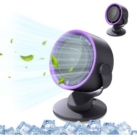 Mini ventilatore da tavolo Turbo portatile con velocità regolabile, batteria ricaricabile e display a LED per casa, ufficio e tavolo - Nero