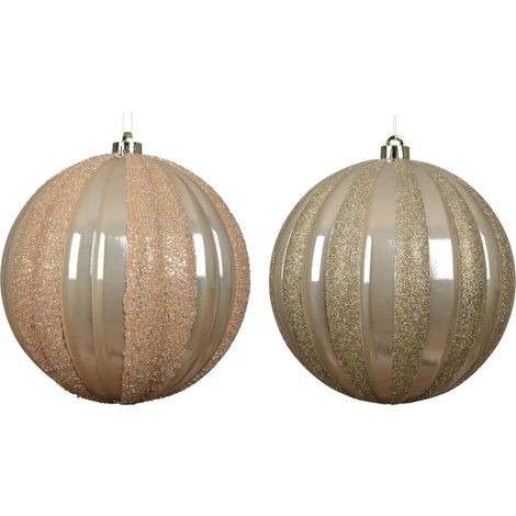 Esfera navideña de poliestireno perla brillante y glitter Ø20 cm