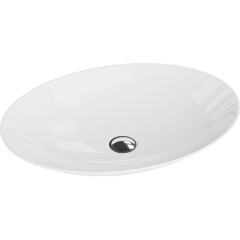 LAVITA Aufsatzwaschtisch Cleo Aufsatzwaschbecken Oval Waschbecken Ohne Überlauf und Hahnloch Aus hochwertigem Porzellan Waschtisch 50x36x8,5 cm Weiß Glanz (1/5)