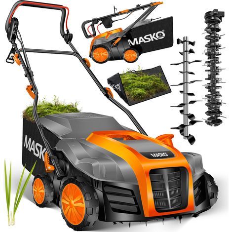MASKO® Elektro 2in1 Vertikutierer Rasenlüfter 1800 Watt 40cm Arbeitsbreite 55L Fangkorb inkl. Lüfterwalze Lüfter Moosentferner