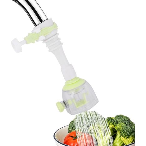 Extensión de grifo antisalpicaduras ajustable, extensión de manguera para grifo de cocina que ahorra agua (verde, 13 cm) (1/5)