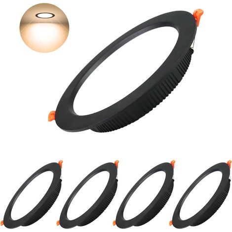 Lot de 4 Spot led Encastrable Noir Extra Plat,1500LM 18W Rond Plafond Encastrés LED,150W Incandescence,Blanc Chaud 3000K,AC 220-240V,IP44,Spot Led Interieur Pour Bain,Cuisine,Salon,Couloir (1/5)