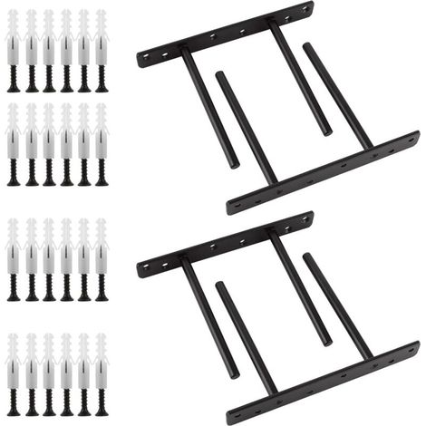 Lot de 4 supports invisibles noirs, 200x150mm Supports flottants pour étagères murales, cuisine, chambre, salon (1/5)